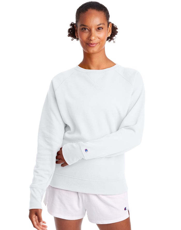 Champion Sweatshirt Dames - Wit - Powerblend Fleece Classic Crew ( 642850-UMH )